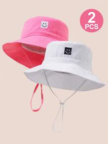 2pcs Baby Sun Hat Smile Face Toddler Boys Girls Bucket Hat UPF 50+ Sun Ion - 2PS - View 15