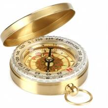 1pc Classic Luminous Pocket Watch Style Antique Copper Hiking Compass - Yellow - View 9