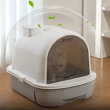 Large Self-Cleaning Cat Litter Box With Carbon Filter Technology, Hooded Enclosed Tray With Odour Control System & Anti-Splash Design, High Capacity Drawer-Style Potty Pan For Multi-Cat Households (Privacy Hood + Easy Scoop)