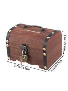 1 pièce Boîte à monnaie en bois vintage - avec cadenas d'amour, accents de laiton et poignée de transport, meilleurs cadeaux d'anniversaire, bocal à trésor de pirate médiéval, cadeaux de fête des pères, boîte de rangement, décoration d'intérieur, cadeau pour la famille, accessoires de mariage, décoration de chambre, articles de décoration de chambre, épargne d'argent, rangement de pièces de monnaie, rangement d'argent, rangement de bijoux, cadeau pour la famille, tirelire en bois, vintage, médiéval, thème de pirate, rustique, classique, élégant, cadeaux de remise des diplômes
