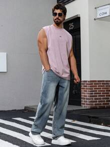 Shorts Denim Casual com Bolso Frontal e Botão Frontal Simples para Homens - Azul - Visão 5