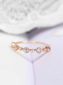 1pc Simple Luxury S925 Sterling Silver Small Diamond & Cubic Zirconia Ring, Suitable For Women's Daily Wear