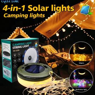 Rechargeable Solar Rechargeable 32.8FT Camping String Lights - 2 In 1 Quick Storage Tent Lights With 5 Lighting Modes - Hanging Portable LED Lights For Everyday Lighting Camping Decorative Lights Bedroom Patio Decorations, Christmas Camping Decorating Must Have!, Solar Lights Outdoor