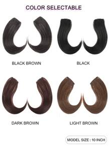 A Pair Of 10 Inches Bangs Wig Synthetic Fring Bangs Hair Extensions For Women Middle Part Two Sides Bang Hairpiece Clip In Extensions Invisible Hair - Multicolor - View 4