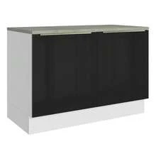 Gabinete Bajo Cocina Madesa Lux 120cm Con Encimera Bn 01 - Blanco y Negro - Ver 1