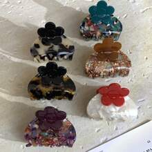 1 件波西米亚拼接花朵发夹优质醋酸夹中号半扎发夹优雅时尚个性可爱发夹韩版新款发夹适合日常使用居家学校海边度假工作通勤派对节日生日礼物返校季百搭外出 - 彩色 - 查看 5