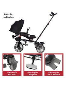 Joykoo Evolutionary Children's Tricycle With Rotating And Reclining Seat, Turret With Light And Sound, Safety Belt, Soft EVA Tires And Push Stick, Suitable From 1 Year