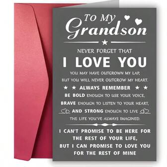 1pc Heartfelt Grandson Greeting Card - Inspiring Memento For Birthday, Graduation And Special Occasions - Customized English Blessings For Family And Friends