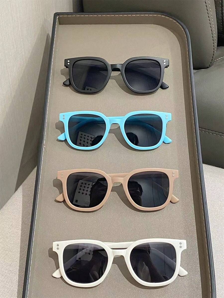 4pairs Kids Rectangle Frame Glasses, Simplistic & Fashionable Eyewear For Boys & Girls, Suitable For Parties, Daily Life And Outdoor Travel Accessories - Multicolor - View 1