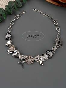 1 st. Nieuwe minimalistische punkstijl kruis, hart, pentagram, cirkel hanger ketting, vrouwen kraag ketting
