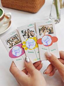 500 张/卷激光全息“谢谢”自粘贴纸，金箔礼品信封卡 DIY 装饰贴纸，PVC 非粘性封条贴纸 - 彩色 - 查看 5