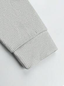 2件套男士提花拉链休闲运动纯色长袖西装，简约时尚 - 灰色 - 查看 5