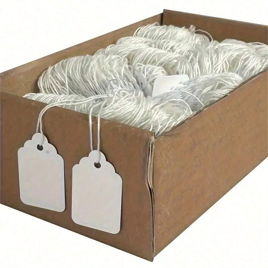 25/50/100pcs Blank Price Tags With String, White Paper Tags, Suitable For Wedding, Party, Scene Decoration, Jewelry Pricing - Jewelry Making Display And Packaging Supplies - Label - View 1