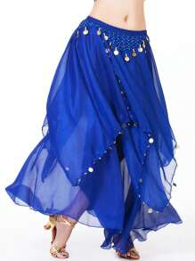 Women's Belly Dance Long Skirt, Decorated With Coins, Chiffon Material, Multi-Layered Ruffles, Suitable For Parties, Festivals, Dance Performances And Other Occasions - Multicolor - View 10