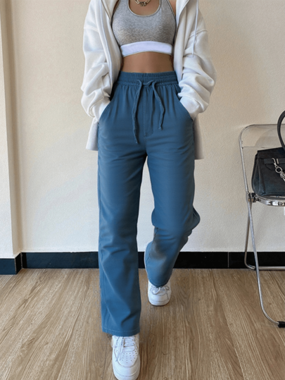 Nuevos pantalones largos de mujer para el verano de 2025, pantalones casuales de moda, con tejido de alta elasticidad que facilita el deporte, de tejido de punto delicado que absorbe el sudor y es transpirable, suaves y cómodos, lavables y no deformables, con tejido elástico que moldea la figura de las piernas.