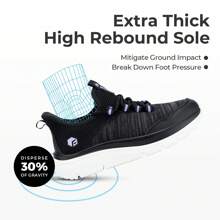 FitVille Women's Wide Trainers Athletic Mesh Walking Shoes Lightweight Comfortable Running Shoes - Black - View 6