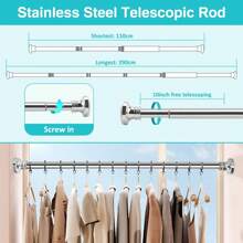 BriSunshine 110 bis 290 cm Teleskopstange Vorhangstange ohne Bohren, Spannstange Duschstange ohne Bohren für Fenster, Badezimmer, Schrank, Küche, Balkon, Tür, Edelstahl Heim- und Badezimmerdekoration, Herbstdekoration, Badezimmerzubehör, Rückkehr zur Schule