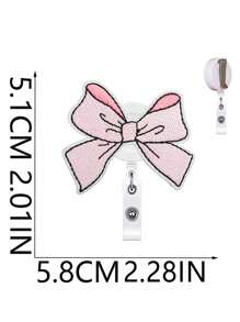 1PC/5Pcs Pink Bow Badge Reel For ID Card Badge Retractable Badge Holder Cute Name Holders Clip For Medical Worker Nursing Student, School Supplies,Back To School