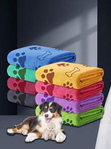2pcs/1pc Soft Absorbent Pet Towel, 19.68in*39.37in, For Medium Sized Dogs, Quick Drying Toiletries, With Paw Print Design - Multicolor - View 13