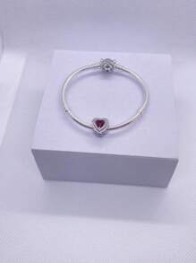 1 pièce 2025 Nouveau bracelet de mode haut de gamme pour femmes DIY meilleures . Bracelet à perles avec bouton strass et charms cœur rouges brillants. Convient pour un port quotidien, idéal pour la Saint-Valentin, la Fête des Mères, les fêtes entre dames, un cadeau d'amour romantique, un bracelet à breloques