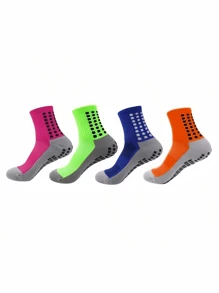 1/4/6/10 Pairs Of Professional Football Training And Competition Sports Socks, Mesh Breathable, Thickened Towel Bottom, Glue Point Non-Slip And Wear-Resistant, Suitable For Boxing, Basketball, Yoga, Running, Football, Unisex