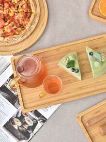 1 pieza Bandeja de vajilla de bambú amarillo, plato rectangular de madera para restaurante, cocina, postre, fruta, café, té, comedor, barbacoa, hotel, bandeja de desayuno en el hogar