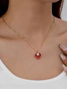 1 Pc Summer Beach Necklace Jewelry Enameled Starfish Shell Necklaces Vacation Style Accessories For Women - Multicolor - View 16