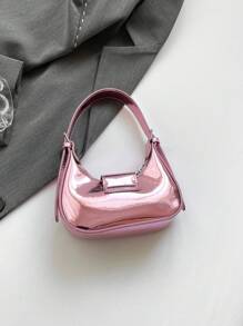 1pc High-End Bow Handbag Niche Underarm Bag New Style Versatile Shoulder Metal Mirror Mini Moon Decoration Lipstick Red Envelope Fashion Cute Personalized Very Suitable As A Gift - Shiny Butterfly Shoulder Bag - View 12