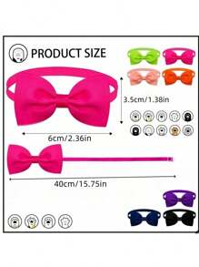 20/10pcs Adjustable Solid Color Bow Tie Pet Collar, Random Colors, Suitable For Chihuahua, Yorkshire Terrier, Pomeranian, Maltese, Schnauzer And Other Small Dogs, Christmas, Birthday, Holiday Decoration And Photography - Multicolor - View 3