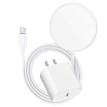 Cargador de pared de 20W con almohadilla de carga inalámbrica magnética, kit de carga rápida para iPhone 17/16/15/14/13/12/11/XS/XR/8/7/6 Series - Tipo de Enchufe A USA (110-127V) - Ver 2