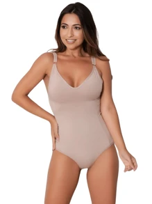 Eatifa Kit 2 Women's Shaping Bodysuit With Reinforced Straps Suplex Compression Second Skin Without Comfortable Pads - Nhiều màu - Xem 2