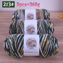 3 Balls 360g Medium Thick Tie Dye Multicolor Yarn, Rainbow Color Dyed Yarn For Knitting Sweaters, Scarves, Hats Etc Autumn/Winter Clothing, Crafts, Cushions, Sofa Covers - Multicolor - View 16