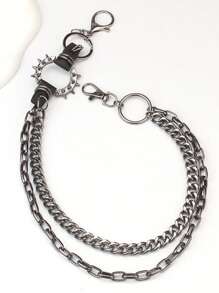 朋克金属尖刺链带，男女通用复古高端身体链配饰，批发 - 黑色 - 查看 2