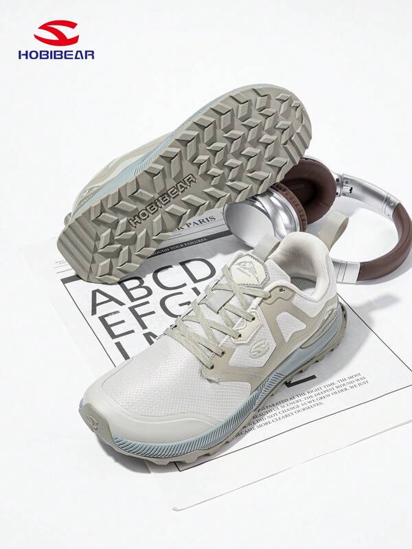HOBIBEAR 1 Pair Color Block Lace-Up Casual Sports Shoes, Fashion Comfortable Breathable Fitness Gym Outdoor Sneakers, Please Order 0.5 Size Up
