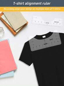 4pcs T-Shirt Ruler Guide Alignment Tool, Sewing Supplies Accessories, V-Neck Round Ruler, Suitable For Teenagers And Adults, Clothing Measuring Tool - Multicolor - View 6