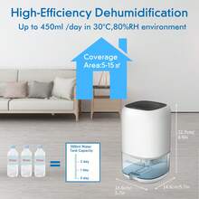 Efficient 25oz Ultra-Quiet Dehumidifier With Auto-Off - Energy Saving, Compact Design For Home, Bedroom, Bathroom, Closet & Office