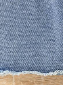 2 件女童荷叶边下摆字母印花上衣 + 不对称牛仔裙套装（含包）