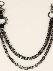 朋克金属尖刺链带，男女通用复古高端身体链配饰，批发 - 黑色 - 查看 5