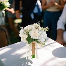 Wedding Bouquet Artificial Bridal Flower Bouquets Wedding Photo Booth Props Wedding Decorations - White 1pc - View 6