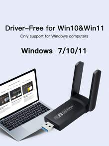 FENVi AC1300 USB WiFi BT適配器，適用於桌上型電腦USB 3.0 WiFi雙頻網路適配器，搭配2.4GHz/5GHz高增益天線，適用於桌上型電腦/筆記本電腦，適用於Windows 7/10/11 - 黑色 - 查看 7