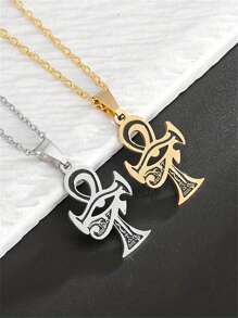 1 件 Horus Eye Ra Ankh 十字不锈钢项链，女士时尚护身符珠宝 - A款 - 查看 1