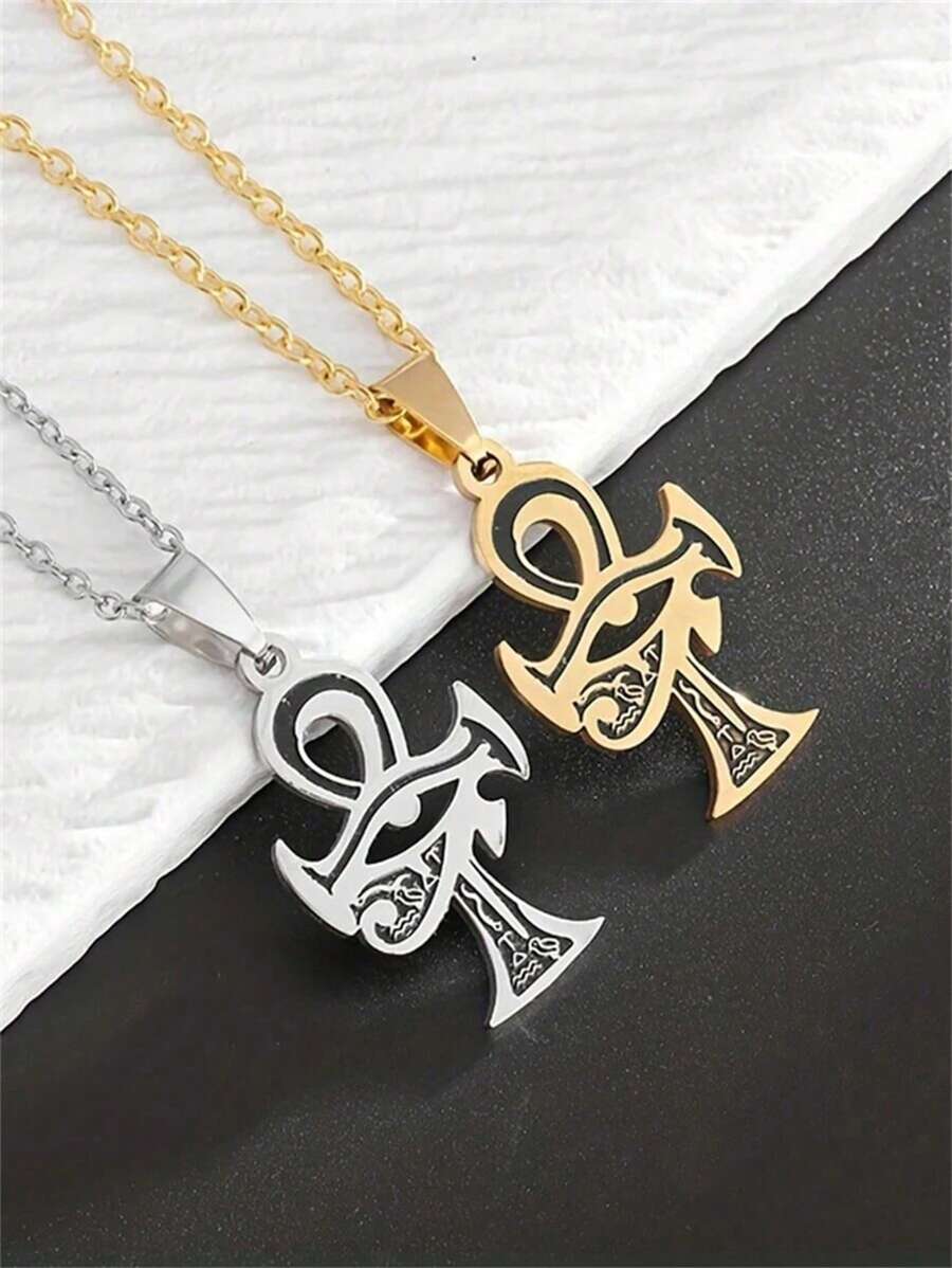 1 件 Horus Eye Ra Ankh 十字不锈钢项链，女士时尚护身符珠宝 - A款 - 查看 1