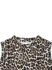 Oversized Sleeveless Leopard Print Beige Maxi Casual Dress - Beige - View 4