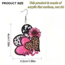 A Pair Of 2D Flat Acrylic Heart-Shaped And Sunflower Decorative Earrings, Party Style Acrylic Jewelry, Suitable For Daily Gatherings And Valentine's Day Wear - Multicolor - View 3