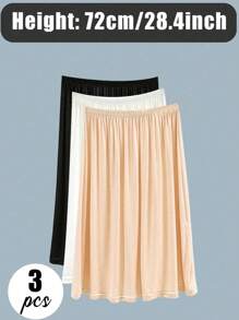 3 Pieces/2 Pieces/1Piece Hip-Wrapped Lining Skirt Bottoming Skirt Anti-Exposure Skirt,Multi-Color, Solid Color, Spring And Summer Styles,Anti Transparency And Anti Light Medium Long Skirt, Inner Lining Skirt, Lace Bottom, Anti-Static Skirt, Elastic Waistband Suitable For Slightly Overweight Girls, Suitable For Daily Wear