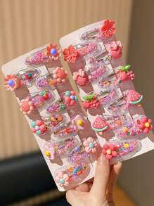 10/20pcs Colorful Fruit & Floral Hair Clips, Great Gift For Teens, Suitable For Everyday Wear All Seasons