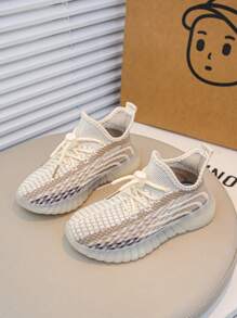 Breathable Sneakers For Kids, Fashionable Casual Sneakers, Spring/Fall - Beige - View 6