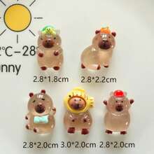 4 pezzi Mini decorazioni per orso marrone trasparente in resina, fermagli per capelli in acrilico color crema, accessori all'ingrosso per il fai-da-te