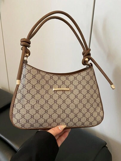 Borsa da donna a spalla con capacità ampia, con motivo floreale retrò, versatile e casual di moda