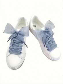 Cordones de seda y encaje satinados, cordones decorativos versátiles con lazo para zapatos blancos de mujer, zapatos de ballet - Multicolor - Ver 4